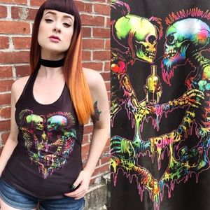 Black & Rainbow Colored Skeleton Heart Tank Top